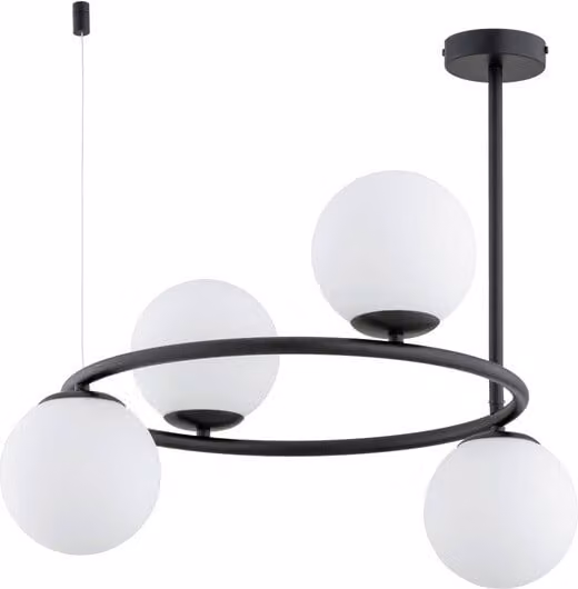 Lampada a sospensione minimalista nera con 4 sfere bianche RINGO 4xE14 10W ALF63256 Alfa