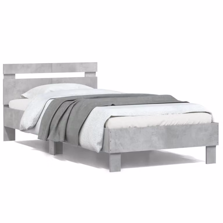 vidaXL Giroletto con Testiera, Illuminazione LED e Porta USB, Grigio, L/P/H: 100 x 200 x 70 cm