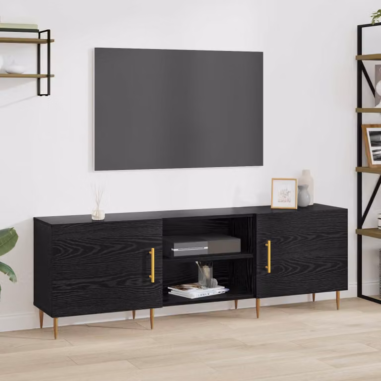 Mobile TV vidaXL moderno in legno ingegnerizzato nero, L 150 x P 30 x H 50 cm