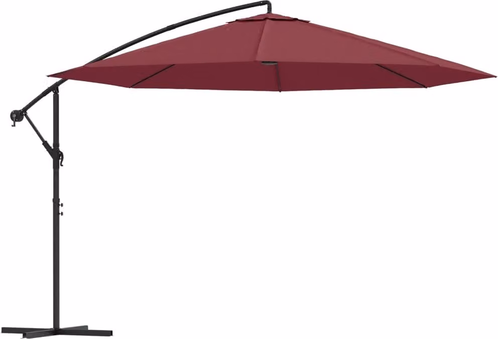 Ombrellone a Sbalzo Palo in Alluminio 350 cm Rosso Bordeaux