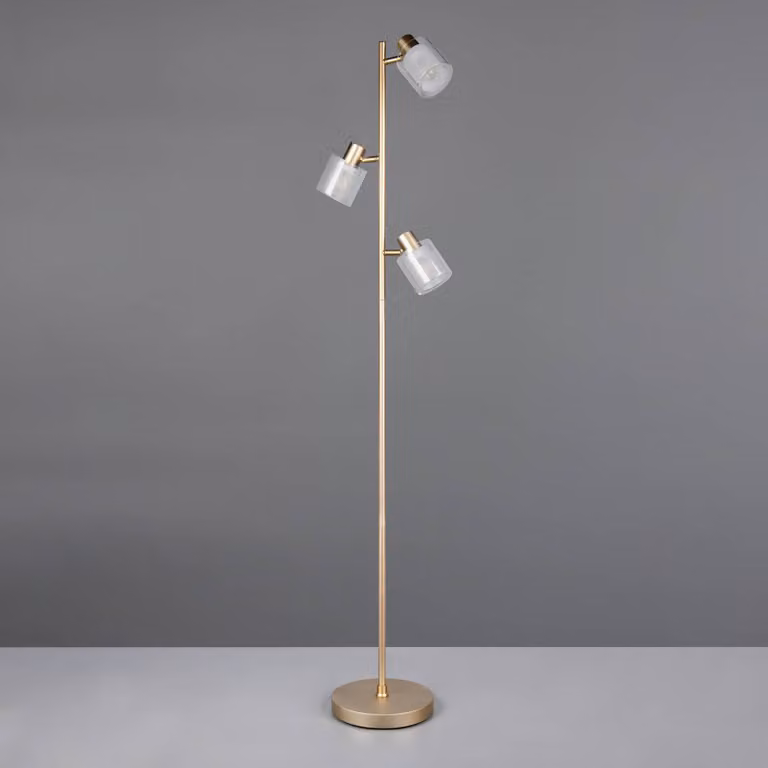 Reality Leuchten Lampada da terra Neralo, Ottone / Oro, Soggiorno / Sala da pranzo, Metallo, Lampada da terra