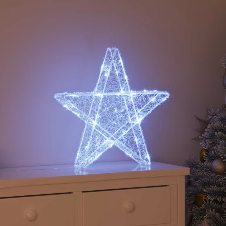 Lampada a stella 3D vidaXL con 50 LED bianco freddo e telecomando, L: 55 cm, P: 53.5 cm, H: 10 cm
