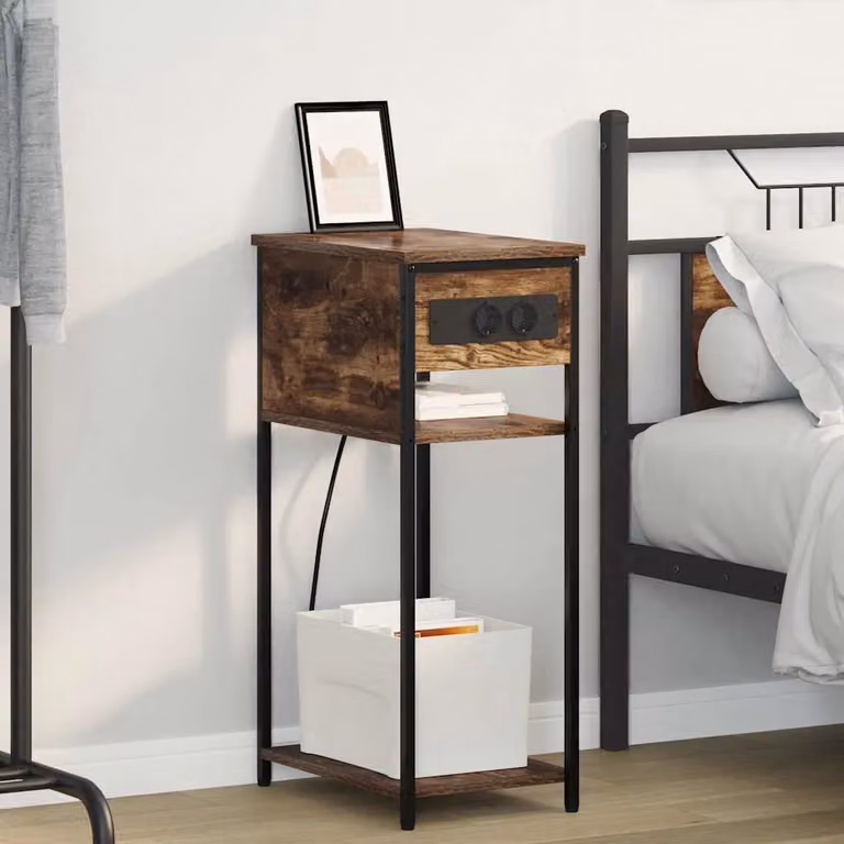 Armadio da Notte vidaXL in Rovere Fumé Marrone L: 41 cm, P: 28 cm, H: 76 cm