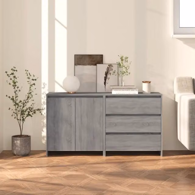 Credenze 2 pz Grigio Sonoma in Legno Multistrato 3098063
