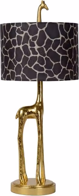 Lampada da tavolo Giraffa Lucide oro con paralume in tessuto cilindrico, Altezza: 60 cm