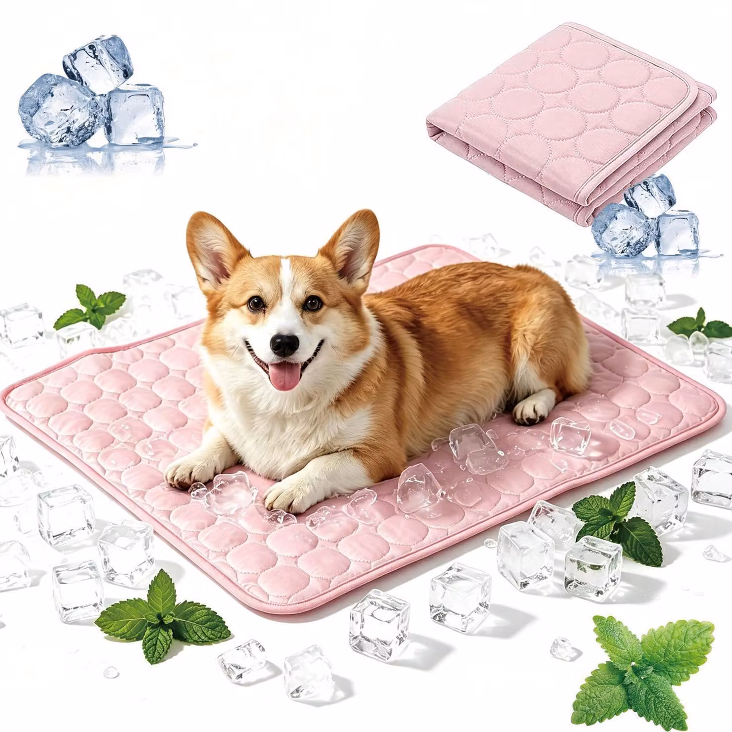 Tappetino refrigerante per cani e gatti, auto-raffreddante, lavabile, pieghevole, 70 x 55 cm, rosa