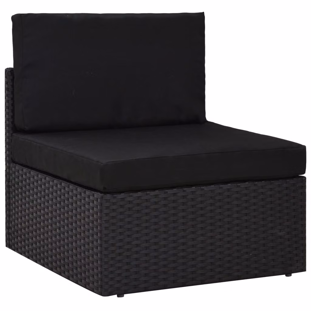 vidaXL Set di 6 pezzi da giardino con cuscini in polirattan nero