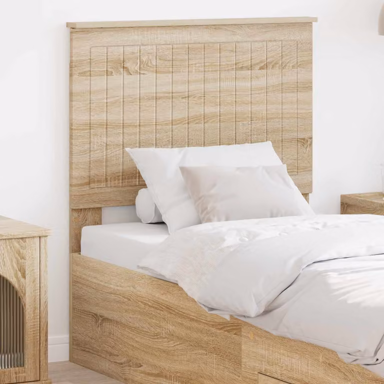 Testiera per letto vidaXL in legno ingegnerizzato Rovere Sonoma, colore marrone e beige