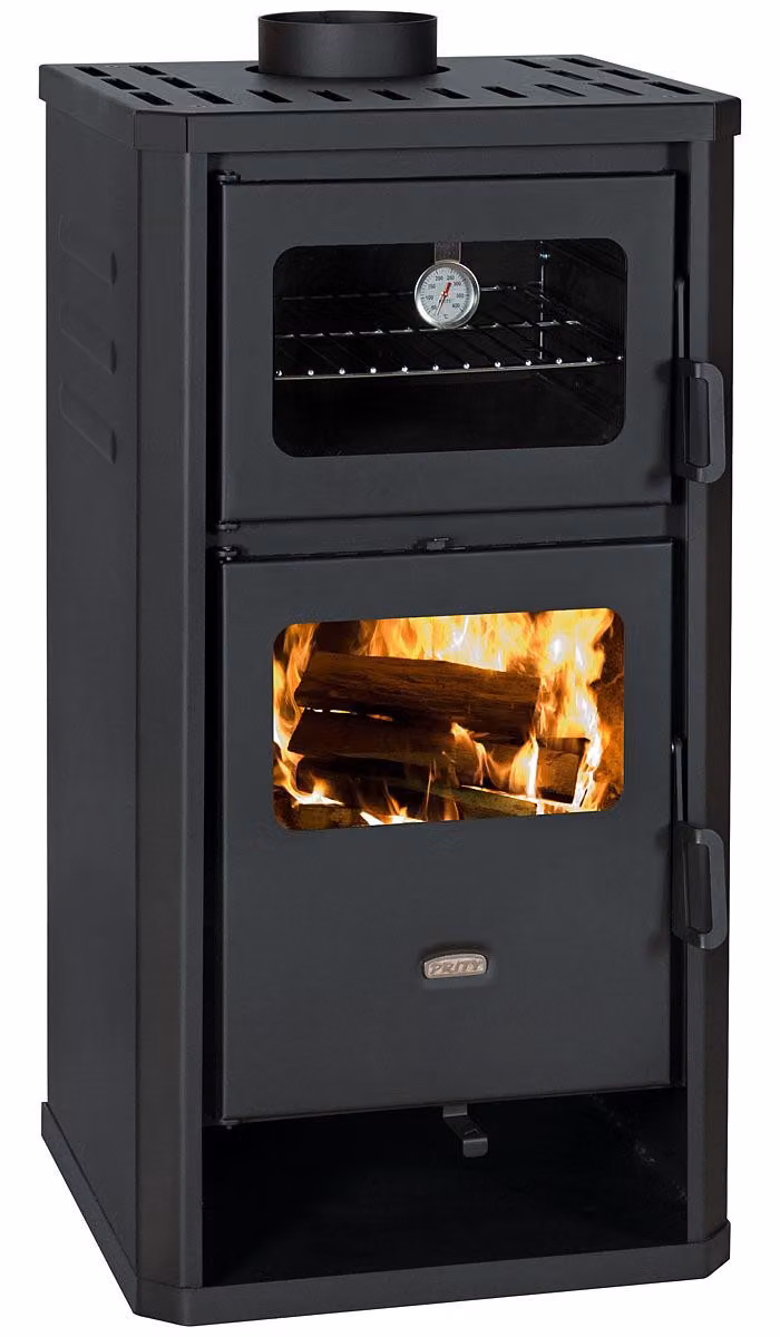 Forno a legna con vano cottura Prity FM D - 12,1 kW, vano cottura con termometro, nero grafite, classe energetica A
