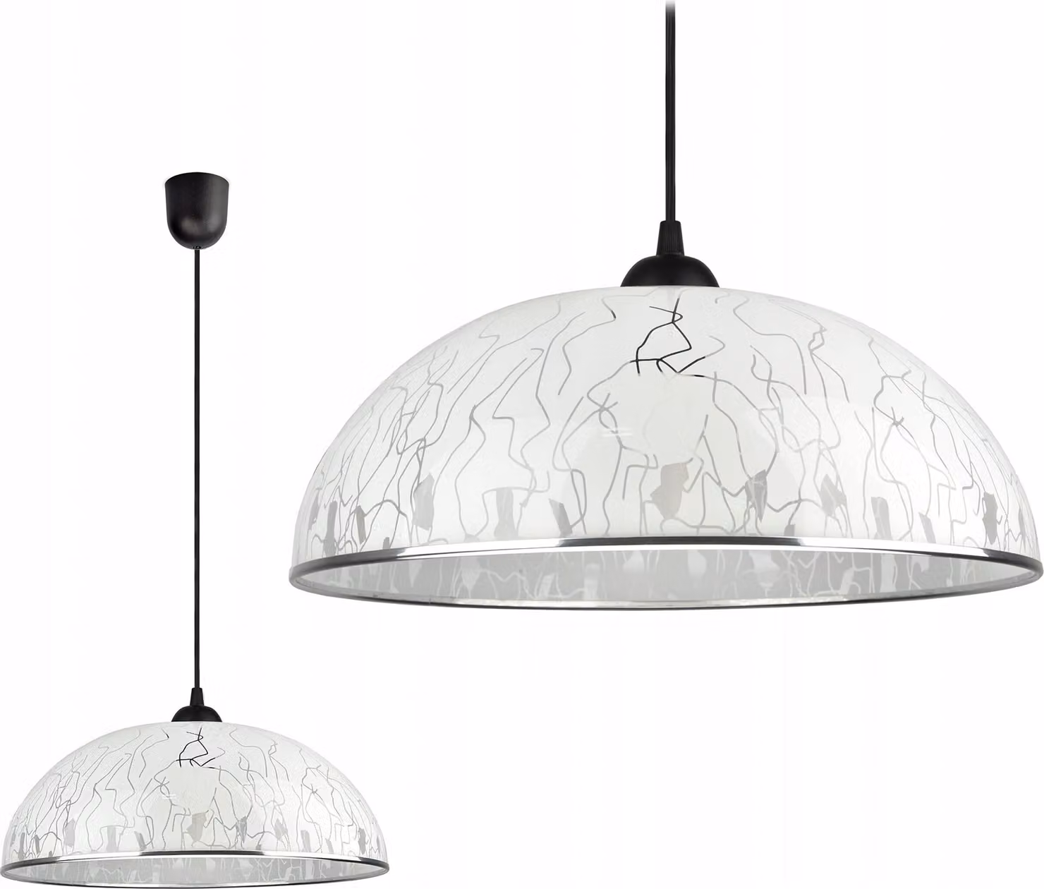 Lampada a sospensione FKL, lampada da cucina, lampada a pendolo, design moderno, diametro 37 cm, materiale: plastica, colore: grigio e bianco