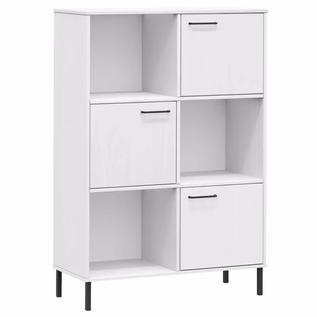 Libreria Oslo vidaXL in Legno di Pino e Metallo Bianco con Pannello Posteriore L: 90 cm, P: 35 cm, H: 128,5 cm – 2