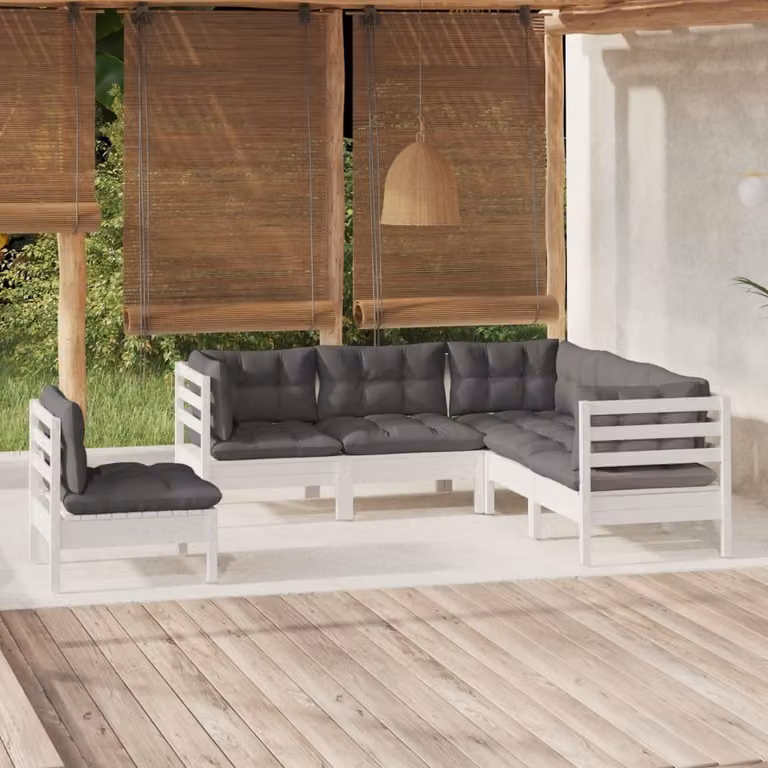 Maison Exclusive - Set Divani da Giardino 5 pz con Cuscini BiancLegno di Pino