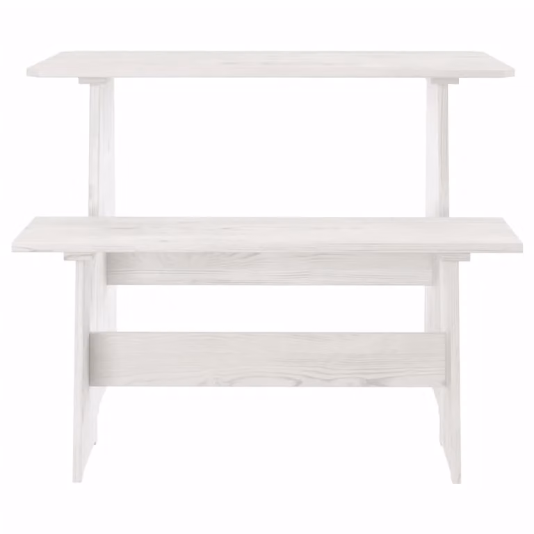 vidaXL Tavolo da pranzo con panca REINE Bianco in legno di pino massiccio