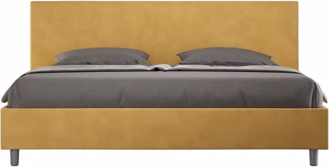 Letto matrimoniale king size Adele Ityhome con rete imbottita in microfibra colore giallo 200x200 cm