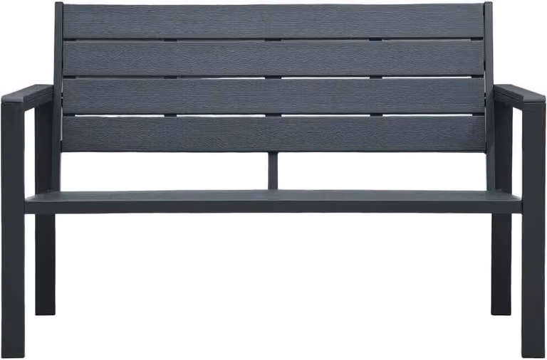 Panchina da Giardino 120 cm in HDPE Grigia con Aspetto Legno