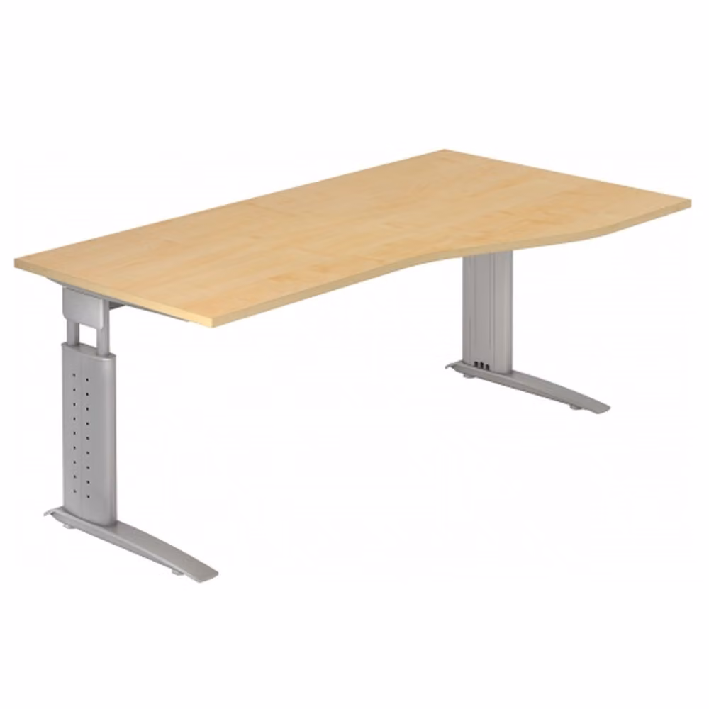 HAMMERBACHER US18 höhenverstellbarer Schreibtisch weiß Trapezform