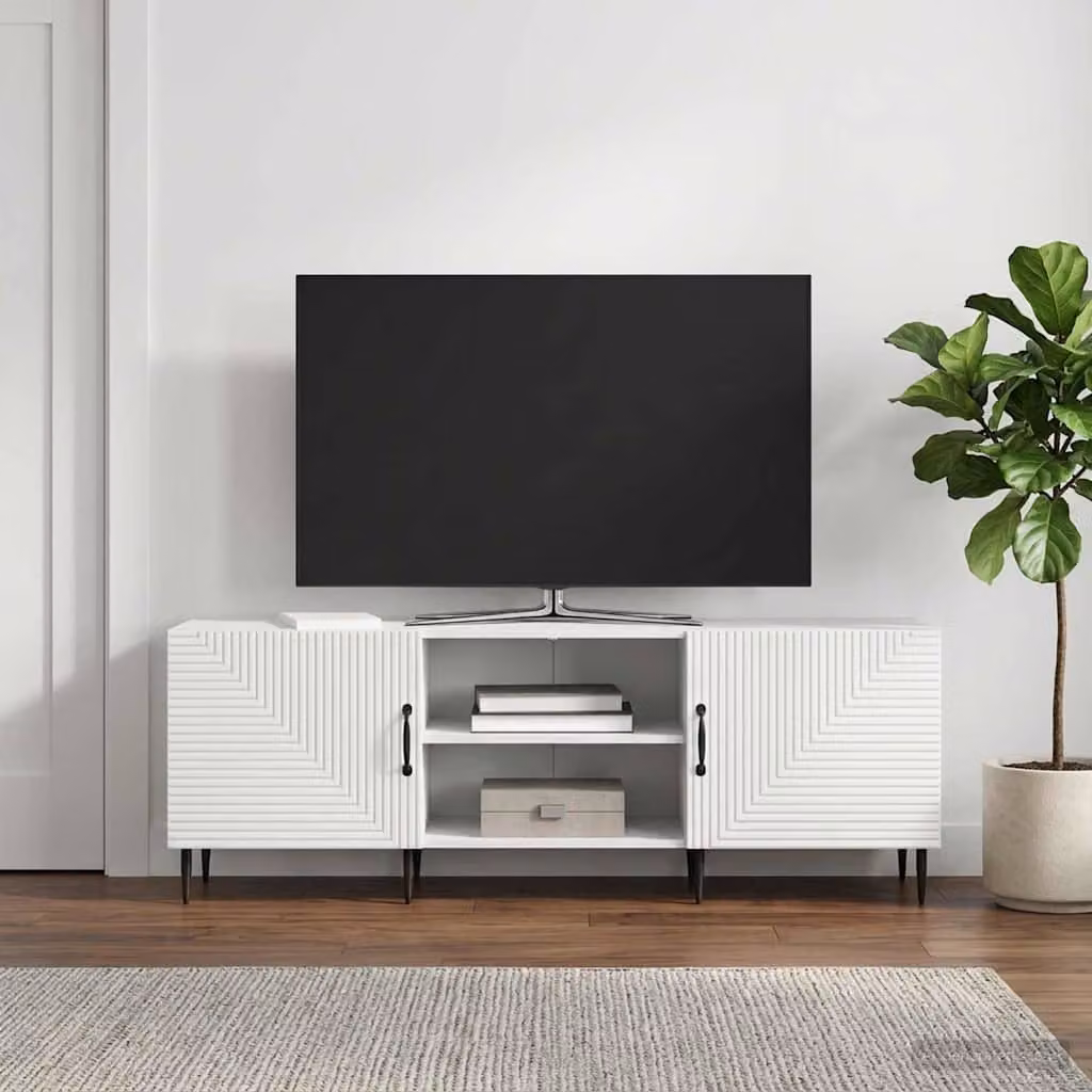 Mobile TV vidaXL in stile vintage, Bianco, L 150 x P 31 x H 50 cm