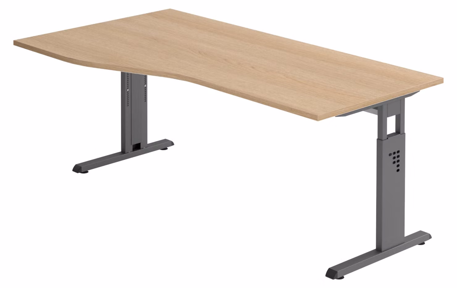 bümö Scrivania Serie-O - Struttura: grafite, dimensioni: 180 x 100 cm, decorazione: rovere