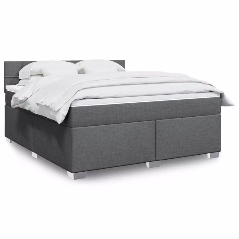 vidaXL Giroletto a Molle con Materasso Ibrido in Tessuto Grigio e Bianco L/P/H: 180 x 200 cm
