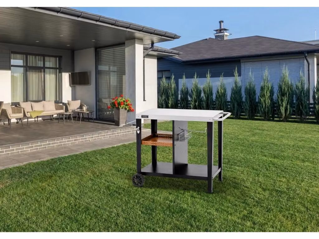 Carrello per barbecue Gelia Habitat Et Jardin in acciaio inossidabile e metallo, colore nero, L: 117 cm, P: 59 cm, H: 80 cm – 2