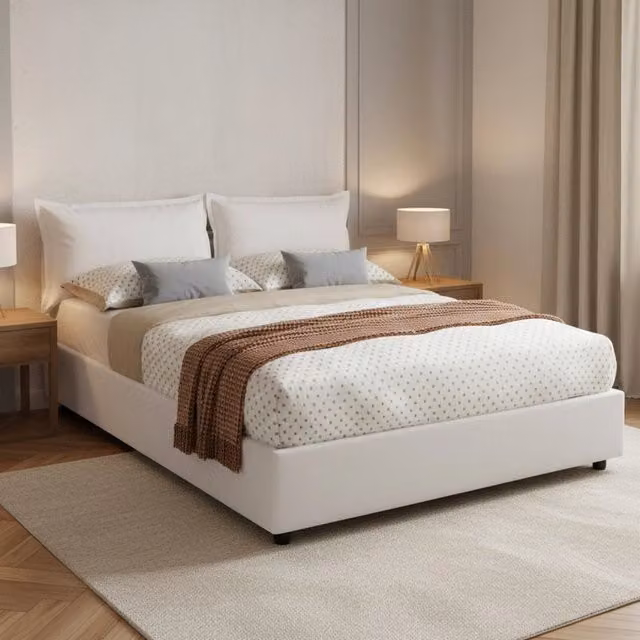 Letto Matrimoniale Contenitore Viburno Talamo Italia Bianco L/P: 160 x 190 cm