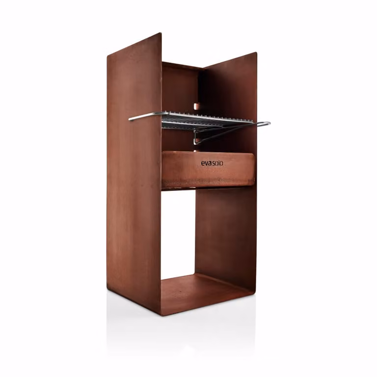 Eva Solo FireSpot grill, ciotola per fuoco, griglia a carbone, carbonella, griglia da giardino, pozzo del fuoco, acciaio corten / acciaio inox, 38 x 43 x 90 cm, 571145