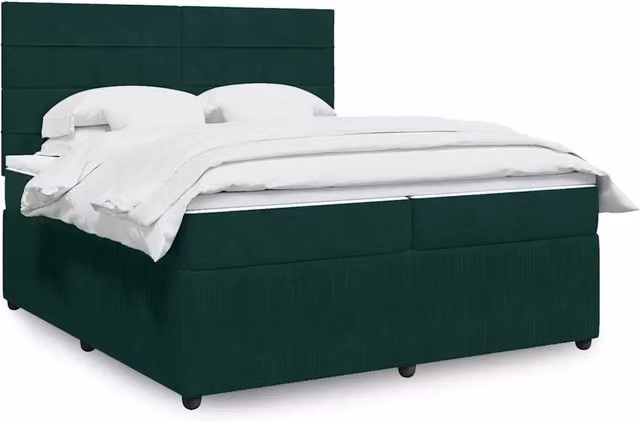 Letto Ibrido con Giroletto a Molle e Materasso vidaXL in Velluto Verde Scuro e Bianco L/P: 200 x 200 cm