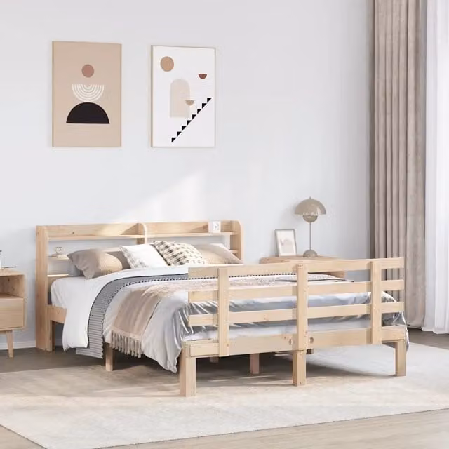 Giroletto con Testiera 135x190 cm in Legno Massello di Pino