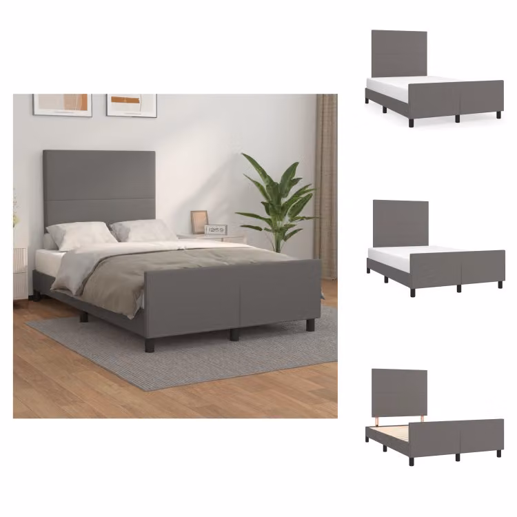 vidaXL Struttura letto con testiera grigia 120x200 cm in Pelle finta - Letti e strutture letto