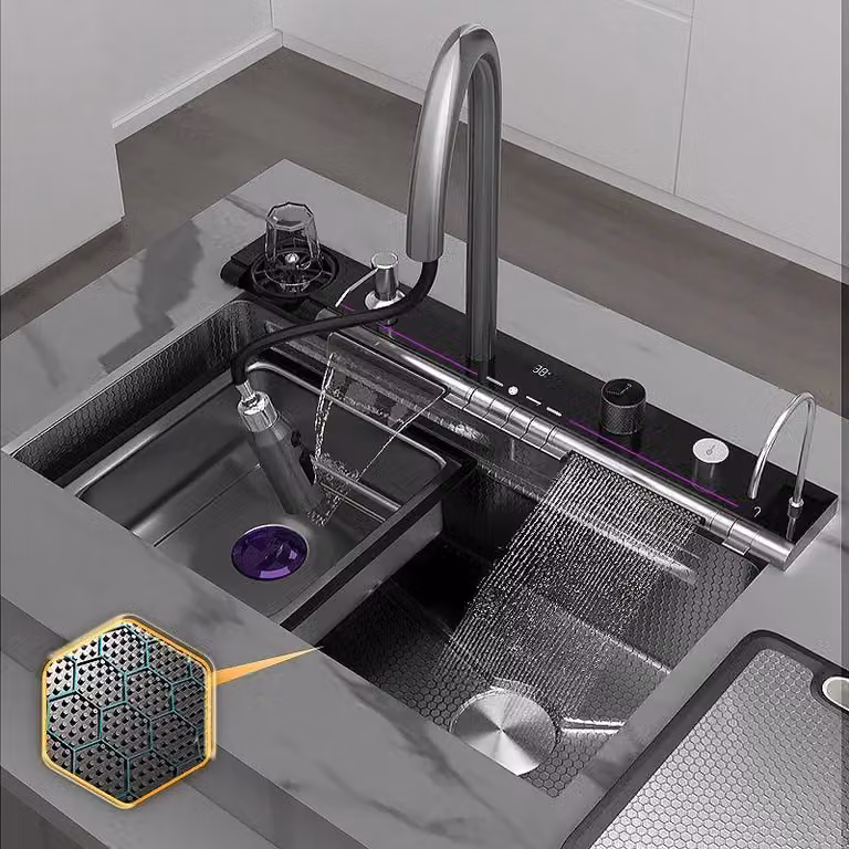 Lavello in acciaio inossidabile – Lavello da cucina – Lavabo singolo – Lavandino – Acciaio inossidabile resistente