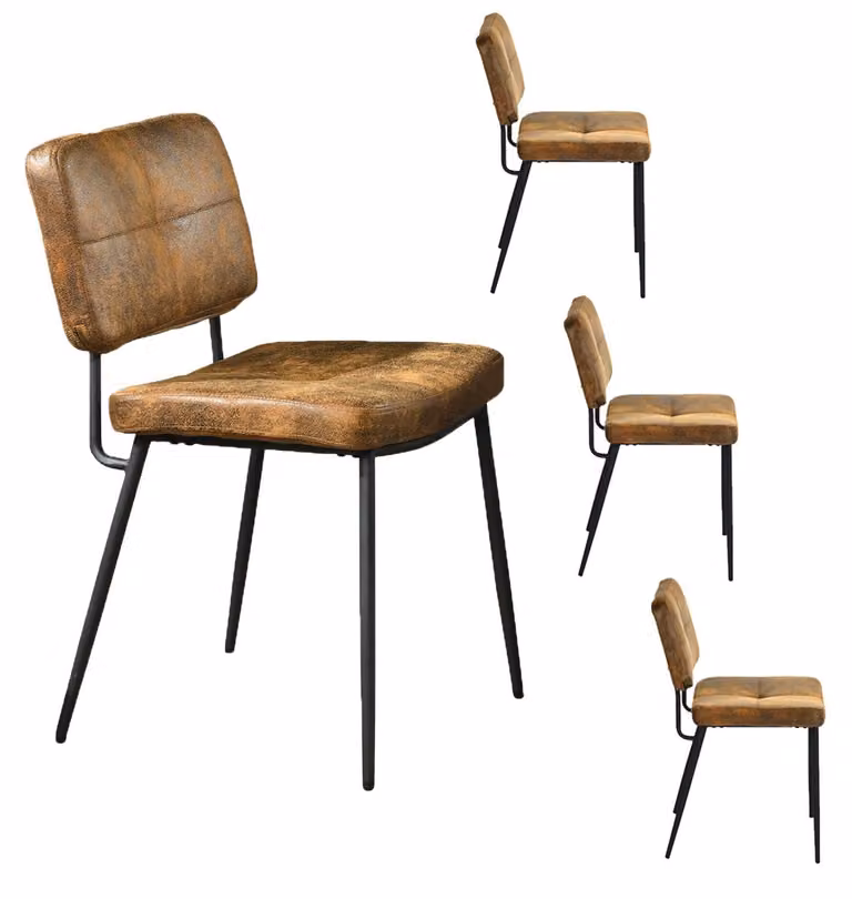 Set di sedie da pranzo – 4 pezzi – Marrone – Design scandinavo retrò – Sedie imbottite con struttura in metallo