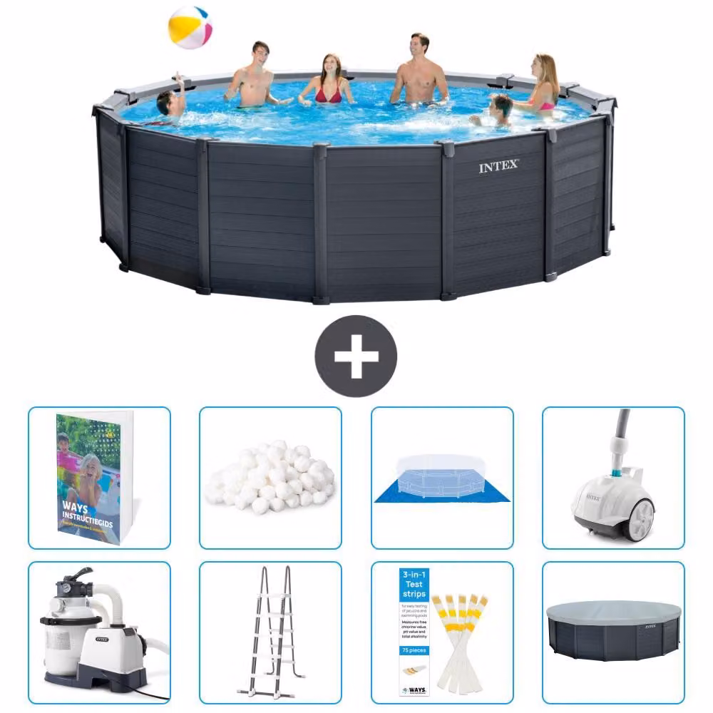 Pannello per piscina in grafite, modello Rund - 478x124 cm - composto da 7 elementi, codice S691
