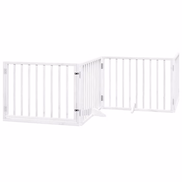 Cancello Cani Porta Pieghevole Bianco 4 Pannelli 320 cm Pioppo