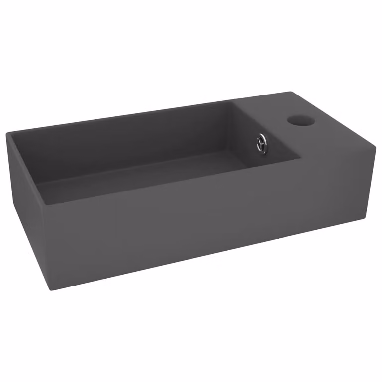 Lavandino con Troppopieno in Vetroceramica Grigio Scuro