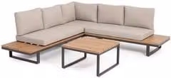 Set da esterno Bizzotto per 4 persone in alluminio verniciato a polvere e polipropilene, colore Antracite e Beige, stile moderno