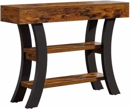Consolle Moderna REDOM in MDF e Metallo, Colore Nero e Marrone Rustico, L/P/H: 105 x 30 x 80 cm