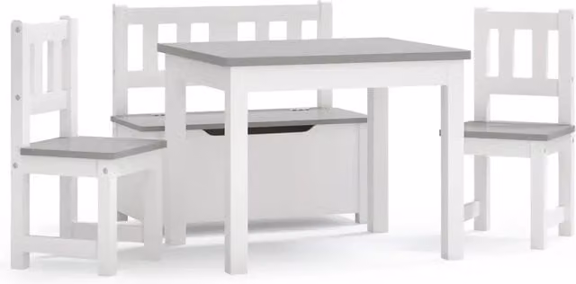Set Tavolo e Sedie per Bambini 4 Pezzi Design In Bianco e Grigio in MDF CFW5931682