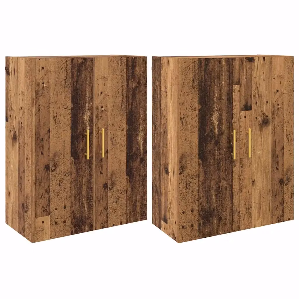 Set di 2 Mobiletti a muro vidaXL in legno effetto legno vecchio marrone L: 69,5 cm, P: 34 cm, H: 90 cm – 2