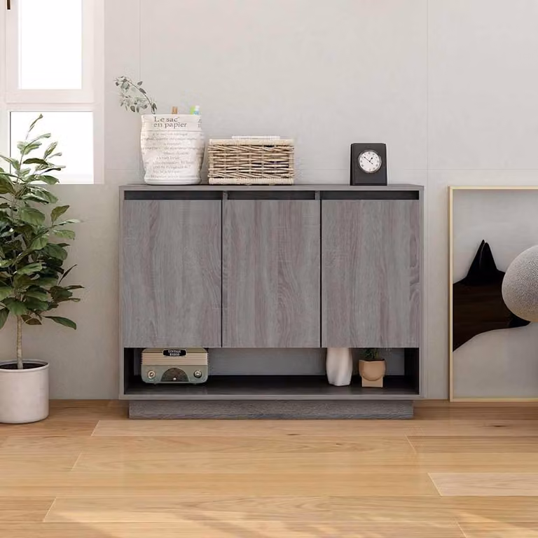Credenza moderna vidaXL in MDF Grigio Sonoma, L 97 cm x P 31 cm x H 75 cm