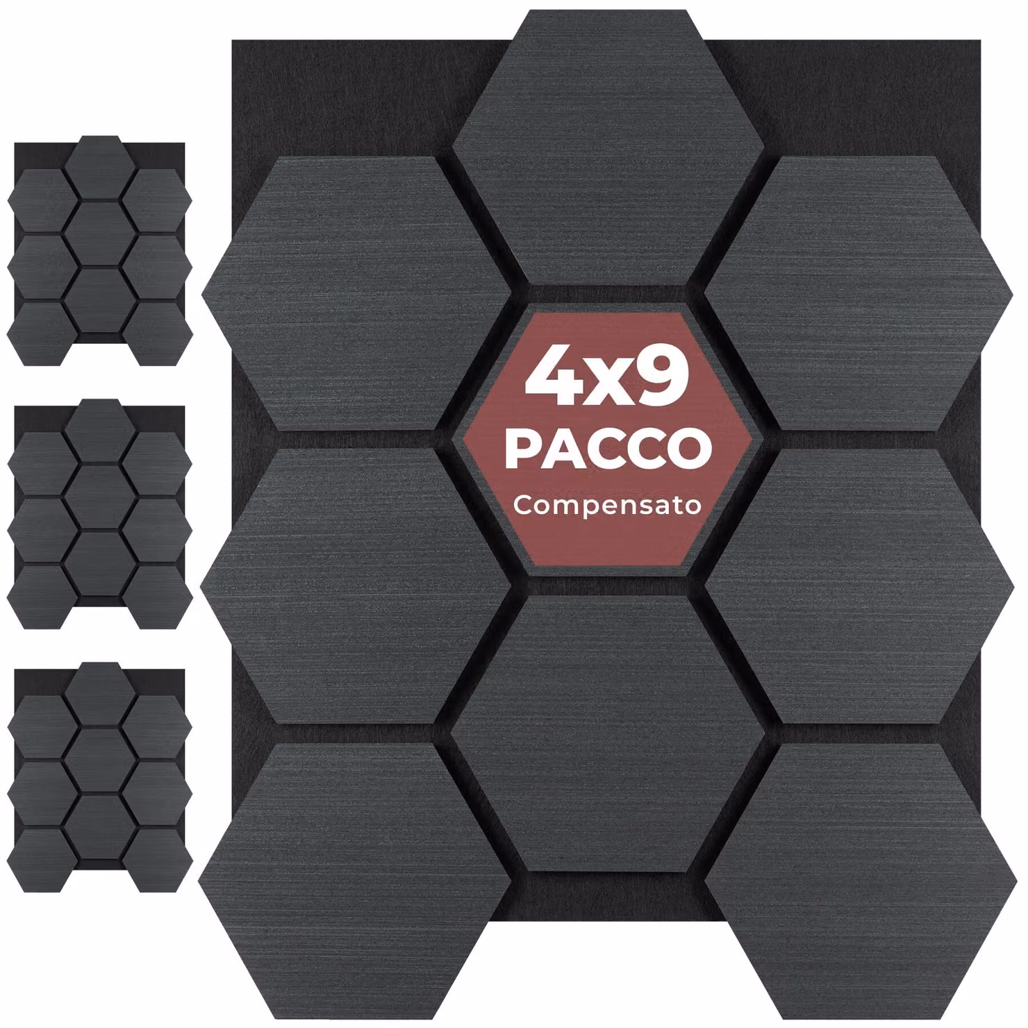 Pannelli acustici Sonic Shield tectake effetto legno in MDF colore nero e marrone – 1