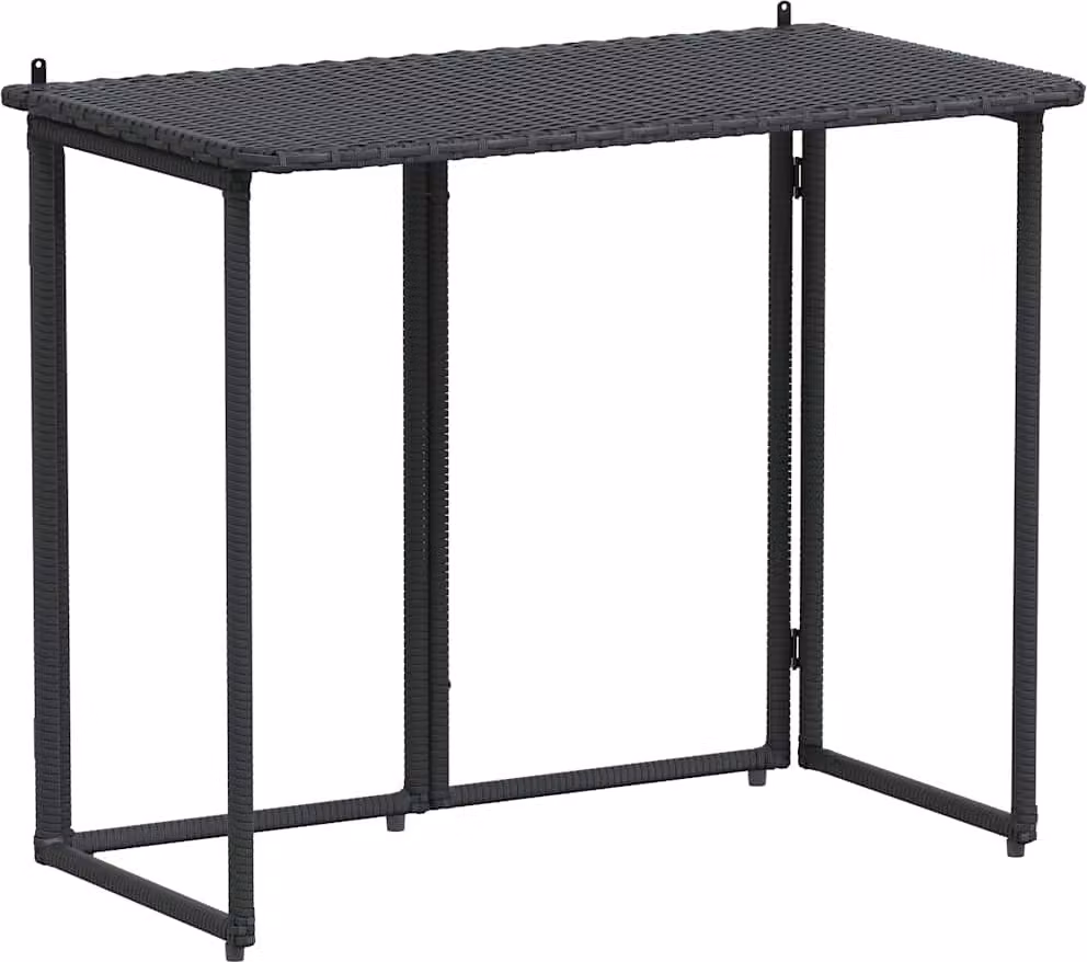 Tavolo da Giardino Pieghevole Nero 90x51x75 cm in Polyrattan