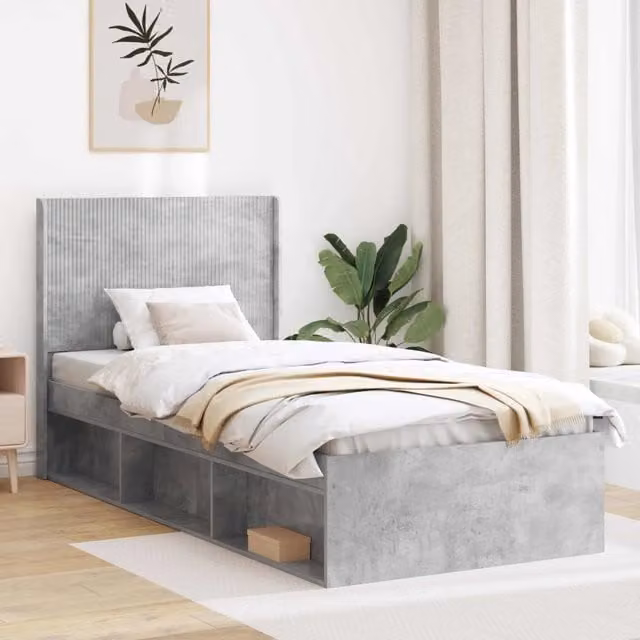 Struttura del letto con stoccaggio e testata-Giroletto con contenitore Grigio Cemento 467392