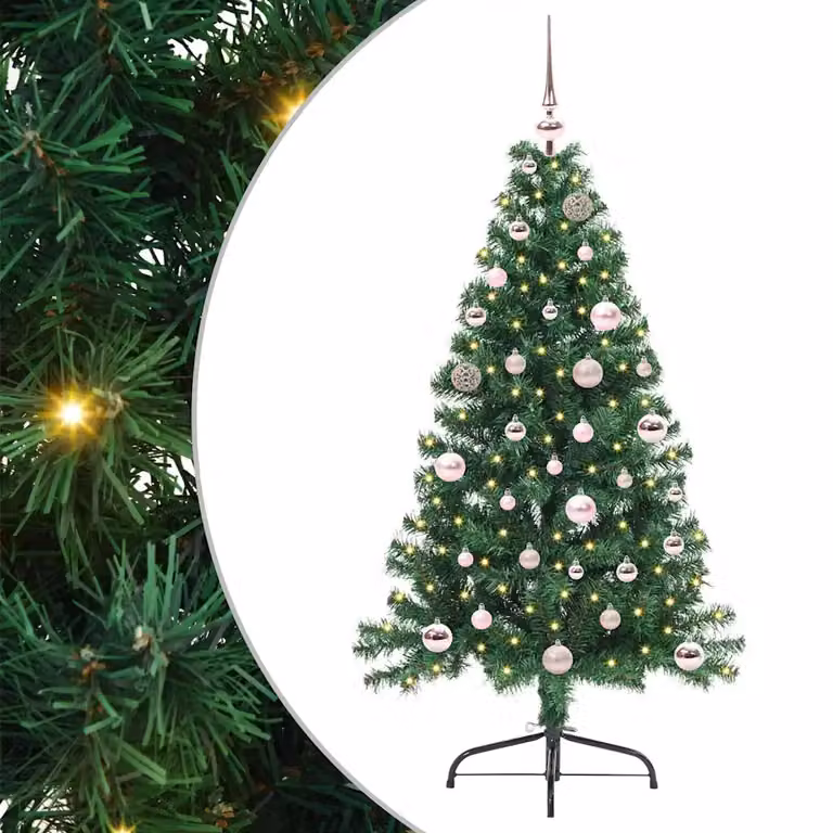 Albero di Natale artificiale moderno vidaXL con luci LED bianco caldo Verde 150 cm