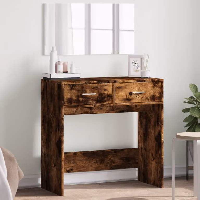 vidaXL Toeletta con Specchio in Rovere Fumo, L: 80 cm, P: 39 cm, H: 80 cm