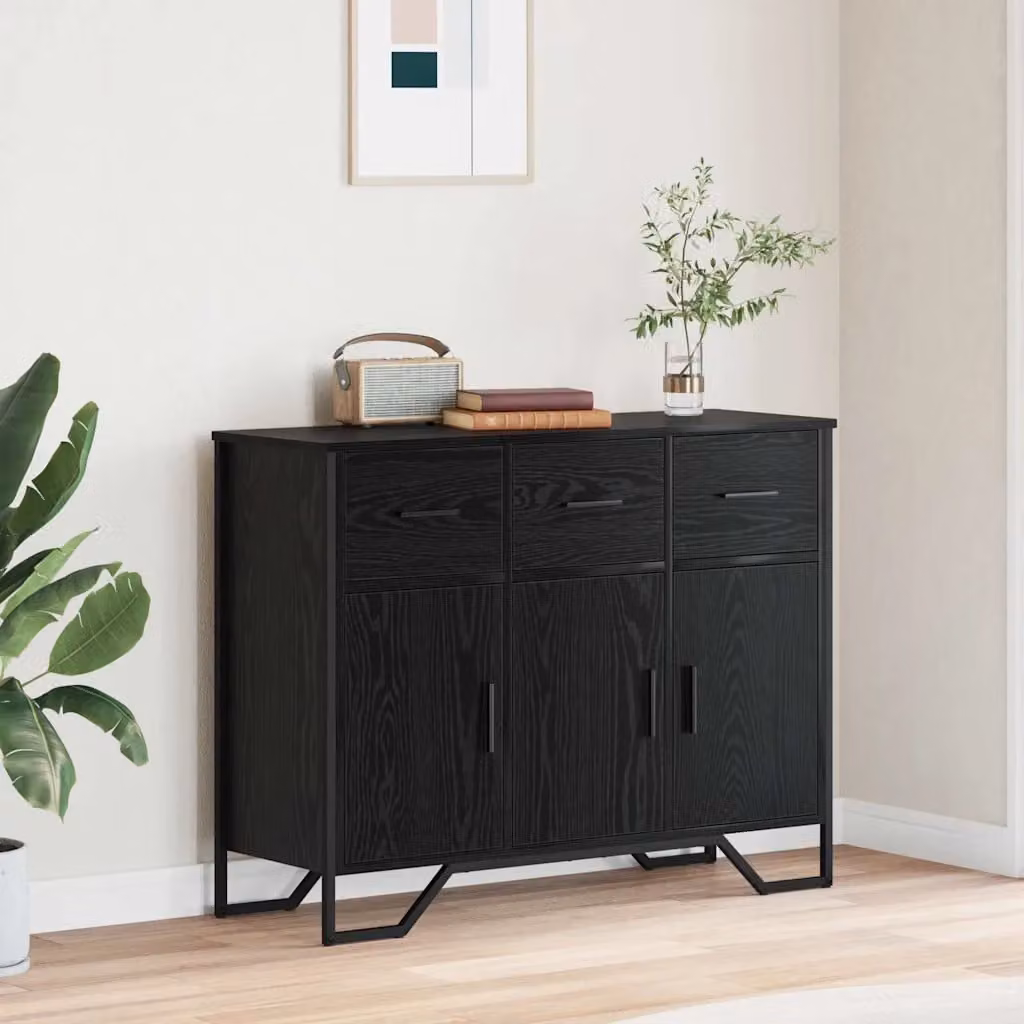 Credenza vidaXL in Rovere Nero con finitura opaca, L 97 x P 32,5 x H 74,5 cm