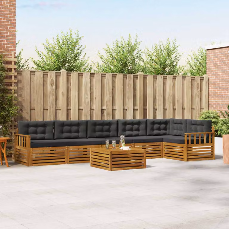 Set di divani da esterno vidaXL 7 pz in legno di acacia con cuscini beige e antracite per giardino e terrazza