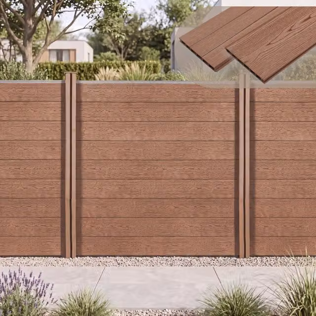Recinzione in WPC per Giardino NEU.HOLZ Marrone, Staccionata Frangivista Opaca, L: 705 cm, H: 183 cm