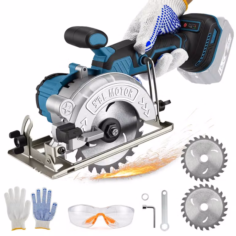 Seghe circolari - Mini seghe circolari portatili - Motore brushless da 21 V - Lama da 14 cm - Profondità di taglio regolabile - Lama Acciaio al carbonio - Adatte per legno, plastica e piastrelle
