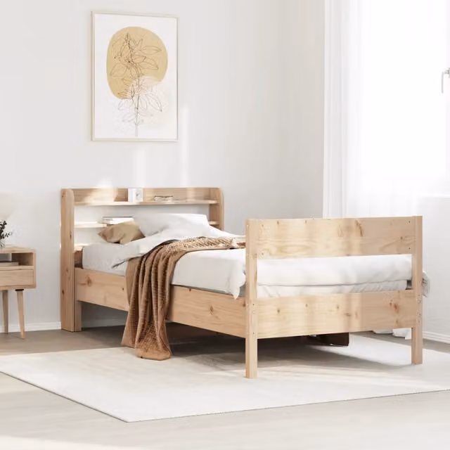 Letto in legno massello di pino stile rustico Design Mania colore beige L: 190 cm, P: 85 cm, H: 82 cm