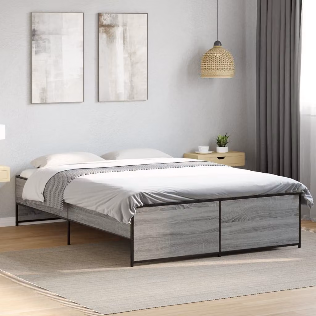 Giroletto vidaXL Grigio Sonoma in Legno Multistrato e Metallo L/P: 120 x 200 cm